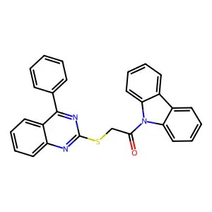 9-{[(4-phenylquinazolin-2-yl)thio]acetyl}-9H-carbazole structure