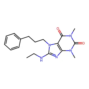 8-(Ethylamino)-1,3-dimethyl-7-(3-phenylpropyl)purine-2,6-dione structure