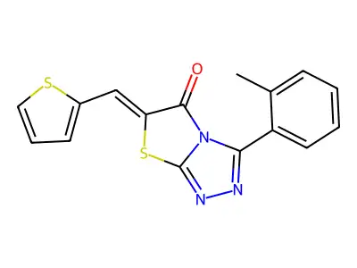 (6Z)-3-(2-methylphenyl)-6-(thiophen-2-ylmethylidene)-[1,3]thiazolo[2,3-c][1,2,4]triazol-5-one structure