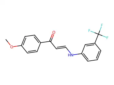 (E)-1-(4-methoxyphenyl)-3-[3-(trifluoromethyl)anilino]prop-2-en-1-one structure