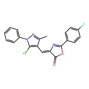 (Z)-4-((5-chloro-3-methyl-1-phenyl-1H-pyrazol-4-yl)methylene)-2-(4-fluorophenyl)oxazol-5(4H)-one structure