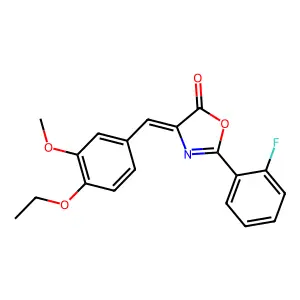 (Z)-4-(4-ethoxy-3-methoxybenzylidene)-2-(2-fluorophenyl)oxazol-5(4H)-one structure