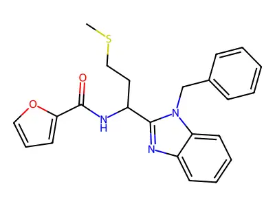 N-[1-(1-benzyl-1H-1,3-benzodiazol-2-yl)-3-(methylsulfanyl)propyl]furan-2-carboxamide structure