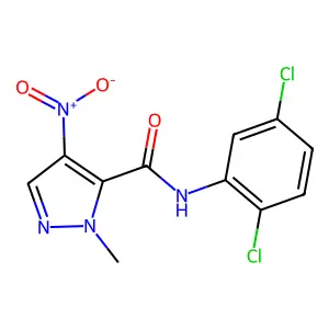 N-(2,5-dichlorophenyl)-2-methyl-4-nitropyrazole-3-carboxamide structure