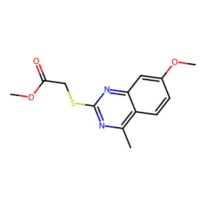 Methyl 2-(7-methoxy-4-methylquinazolin-2-yl)sulfanylacetate structure