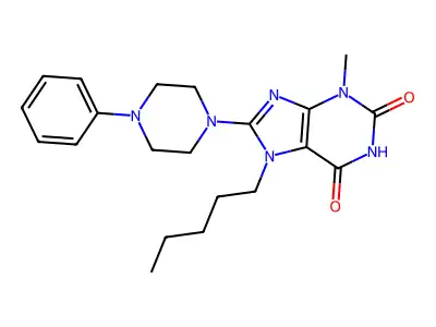3-methyl-7-pentyl-8-(4-phenylpiperazin-1-yl)-1H-purine-2,6(3H,7H)-dione structure