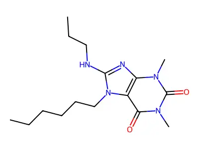 7-Hexyl-1,3-dimethyl-8-(propylamino)purine-2,6-dione structure