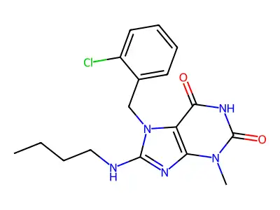 8-(butylamino)-7-(2-chlorobenzyl)-3-methyl-3,7-dihydro-1H-purine-2,6-dione structure