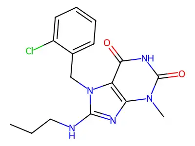 7-(2-chlorobenzyl)-3-methyl-8-(propylamino)-3,7-dihydro-1H-purine-2,6-dione structure