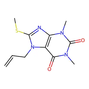 1,3-Dimethyl-8-methylsulfanyl-7-prop-2-enylpurine-2,6-dione structure