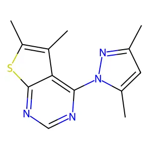 4-(3,5-dimethyl-1H-pyrazol-1-yl)-5,6-dimethylthieno[2,3-d]pyrimidine structure