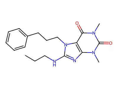 1,3-Dimethyl-7-(3-phenyl-propyl)-8-propylamino-3,7-dihydro-purine-2,6-dione structure