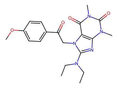 8-(Diethylamino)-7-[2-(4-methoxyphenyl)-2-oxoethyl]-1,3-dimethylpurine-2,6-dione structure