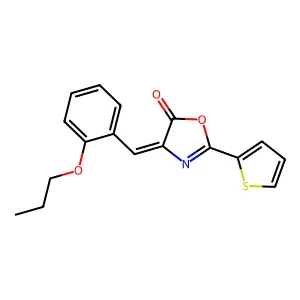 (4Z)-4-[(2-propoxyphenyl)methylidene]-2-thiophen-2-yl-1,3-oxazol-5-one structure