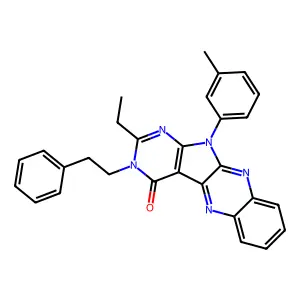 2-ethyl-11-(3-methylphenyl)-3-(2-phenylethyl)-3,11-dihydro-4H-pyrimido[5',4':4,5]pyrrolo[2,3-b]quinoxalin-4-one structure