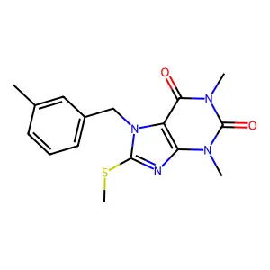 1,3-dimethyl-7-(3-methylbenzyl)-8-(methylthio)-1H-purine-2,6(3H,7H)-dione structure