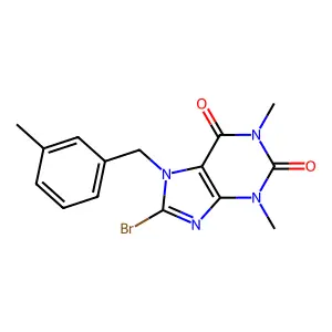 8-bromo-1,3-dimethyl-7-(3-methylbenzyl)-3,7-dihydro-1H-purine-2,6-dione structure