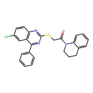 6-chloro-2-{[2-(3,4-dihydroquinolin-1(2H)-yl)-2-oxoethyl]thio}-4-phenylquinazoline structure