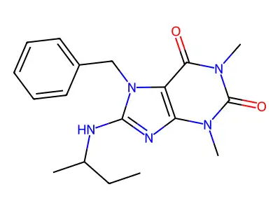 7-Benzyl-8-sec-butylamino-1,3-dimethyl-3,7-dihydro-purine-2,6-dione structure