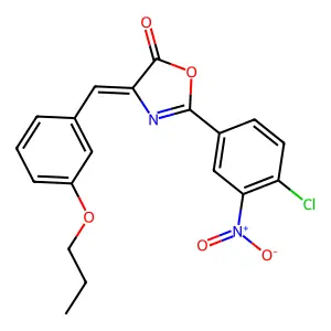 (Z)-2-(4-chloro-3-nitrophenyl)-4-(3-propoxybenzylidene)oxazol-5(4H)-one structure