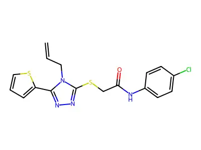 2-((4-Allyl-5-(2-thienyl)-4H-1,2,4-triazol-3-YL)thio)-N-(4-CL-PH)acetamide structure