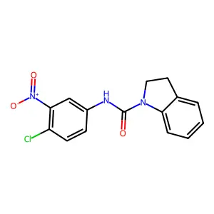 N-(4-chloro-3-nitrophenyl)-2,3-dihydroindole-1-carboxamide structure