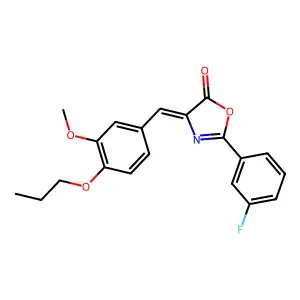 (Z)-2-(3-fluorophenyl)-4-(3-methoxy-4-propoxybenzylidene)oxazol-5(4H)-one structure