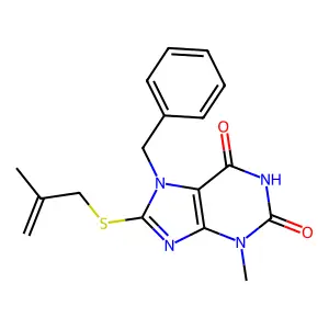 7-benzyl-3-methyl-8-((2-methylallyl)thio)-1H-purine-2,6(3H,7H)-dione structure