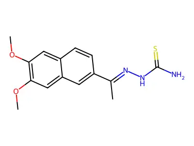 [1-(6,7-Dimethoxynaphthalen-2-yl)ethylideneamino]thiourea structure