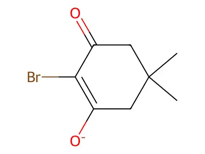 2-Bromo-5,5-dimethyl-3-oxocyclohexen-1-olate structure