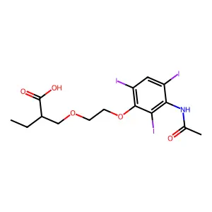2-((2-(3-(Acetylamino)-2,4,6-triiodophenoxy)ethoxy)methyl)butanoic acid structure