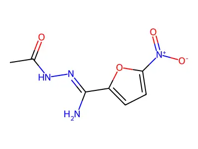 N-[(E)-[amino-(5-nitrofuran-2-yl)methylidene]amino]acetamide structure