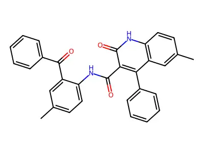 N-(2-benzoyl-4-methylphenyl)-6-methyl-2-oxo-4-phenyl-1,2-dihydroquinoline-3-carboxamide structure