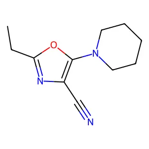 2-Ethyl-5-(1-piperidinyl)-1,3-oxazole-4-carbonitrile structure