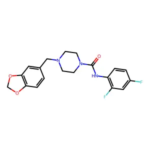 4-(1,3-benzodioxol-5-ylmethyl)-N-(2,4-difluorophenyl)piperazine-1-carboxamide structure