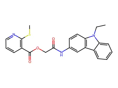 [2-[(9-ethylcarbazol-3-yl)amino]-2-oxoethyl] 2-methylsulfanylpyridine-3-carboxylate structure
