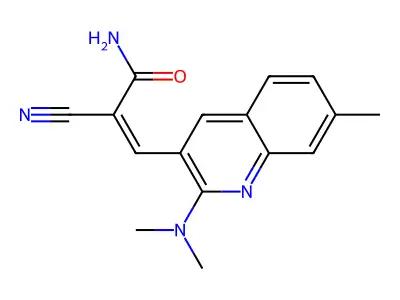 (Z)-2-Cyano-3-[2-(dimethylamino)-7-methylquinolin-3-yl]prop-2-enamide structure
