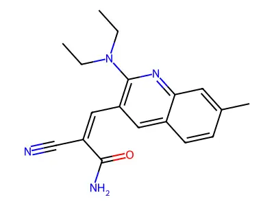 (Z)-2-cyano-3-[2-(diethylamino)-7-methylquinolin-3-yl]prop-2-enamide structure
