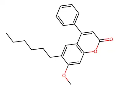 6-hexyl-7-methoxy-4-phenyl-2H-chromen-2-one structure