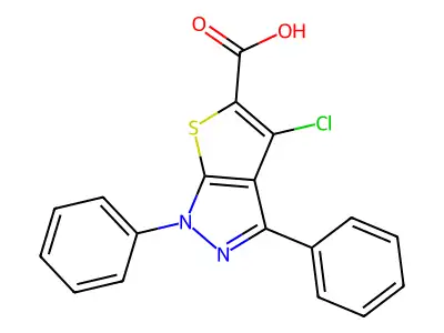 4-Chloro-1,3-diphenyl-1H-thieno[2,3-c]pyrazole-5-carboxylic acid structure