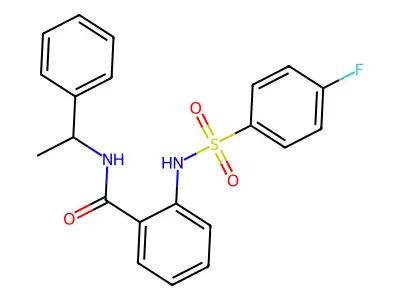 2-{[(4-fluorophenyl)sulfonyl]amino}-N-(1-phenylethyl)benzamide structure