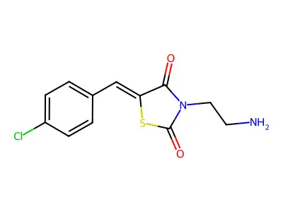 (5E)-3-(2-aminoethyl)-5-[(4-chlorophenyl)methylidene]-1,3-thiazolidine-2,4-dione structure