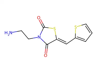 (5E)-3-(2-aminoethyl)-5-(thiophen-2-ylmethylidene)-1,3-thiazolidine-2,4-dione structure