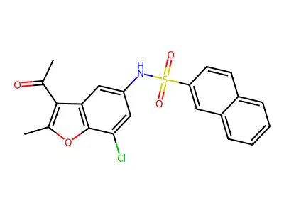 N-(3-acetyl-7-chloro-2-methyl-1-benzofuran-5-yl)naphthalene-2-sulfonamide structure