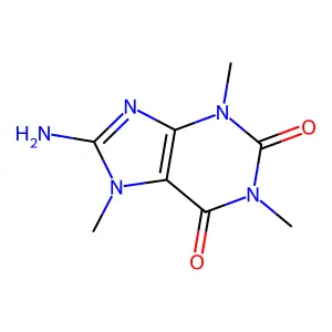8-Amino-3,7-dihydro-1,3,7-trimethyl-1H-purine-2,6-dione structure