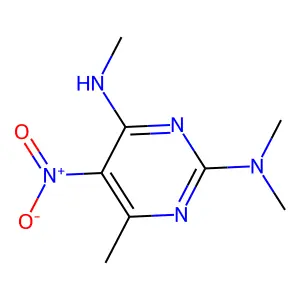 2-N,2-N,4-N,6-tetramethyl-5-nitropyrimidine-2,4-diamine structure