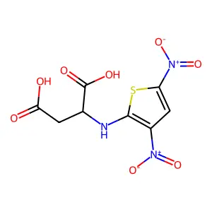 2-[(3,5-Dinitrothiophen-2-yl)amino]butanedioic acid structure
