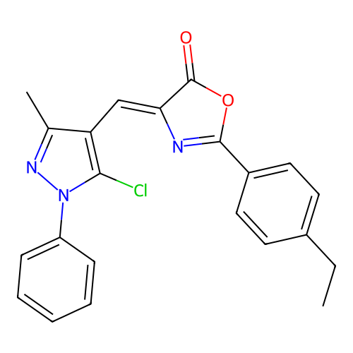 (Z)-4-((5-chloro-3-methyl-1-phenyl-1H-pyrazol-4-yl)methylene)-2-(4-ethylphenyl)oxazol-5(4H)-one structure