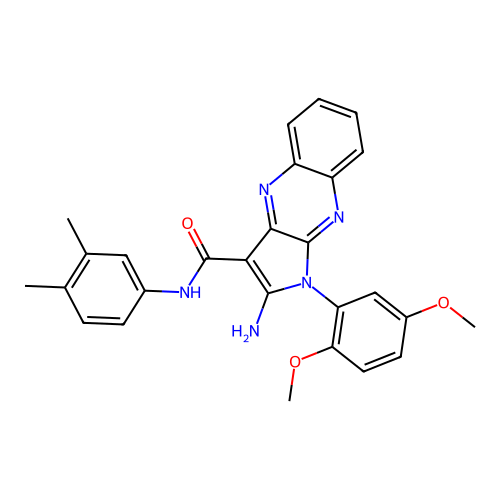 2-amino-1-(2,5-dimethoxyphenyl)-N-(3,4-dimethylphenyl)-1H-pyrrolo[2,3-b]quinoxaline-3-carboxamide structure