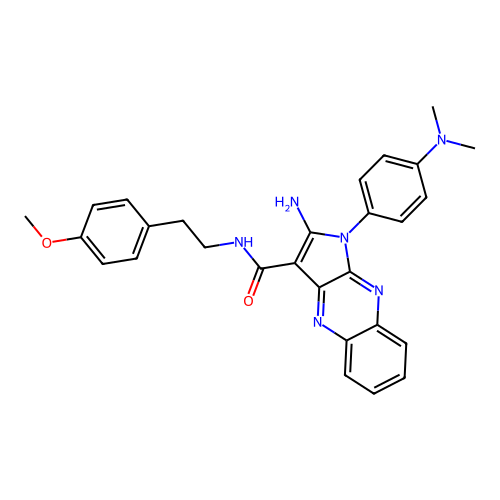 2-amino-1-(4-(dimethylamino)phenyl)-N-(4-methoxyphenethyl)-1H-pyrrolo[2,3-b]quinoxaline-3-carboxamide structure